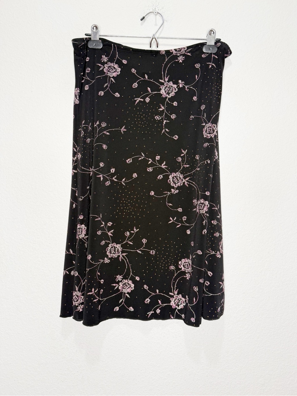 Y2K Vintage Embroidered Jeweled Black Skirt Whimsigoth Dark Fairy
